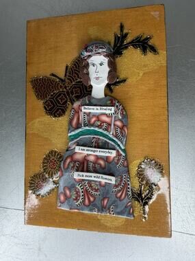 Mixed Media Art Fairy Victorian Butterfly 3D Cottage Core Colorful Inspirational